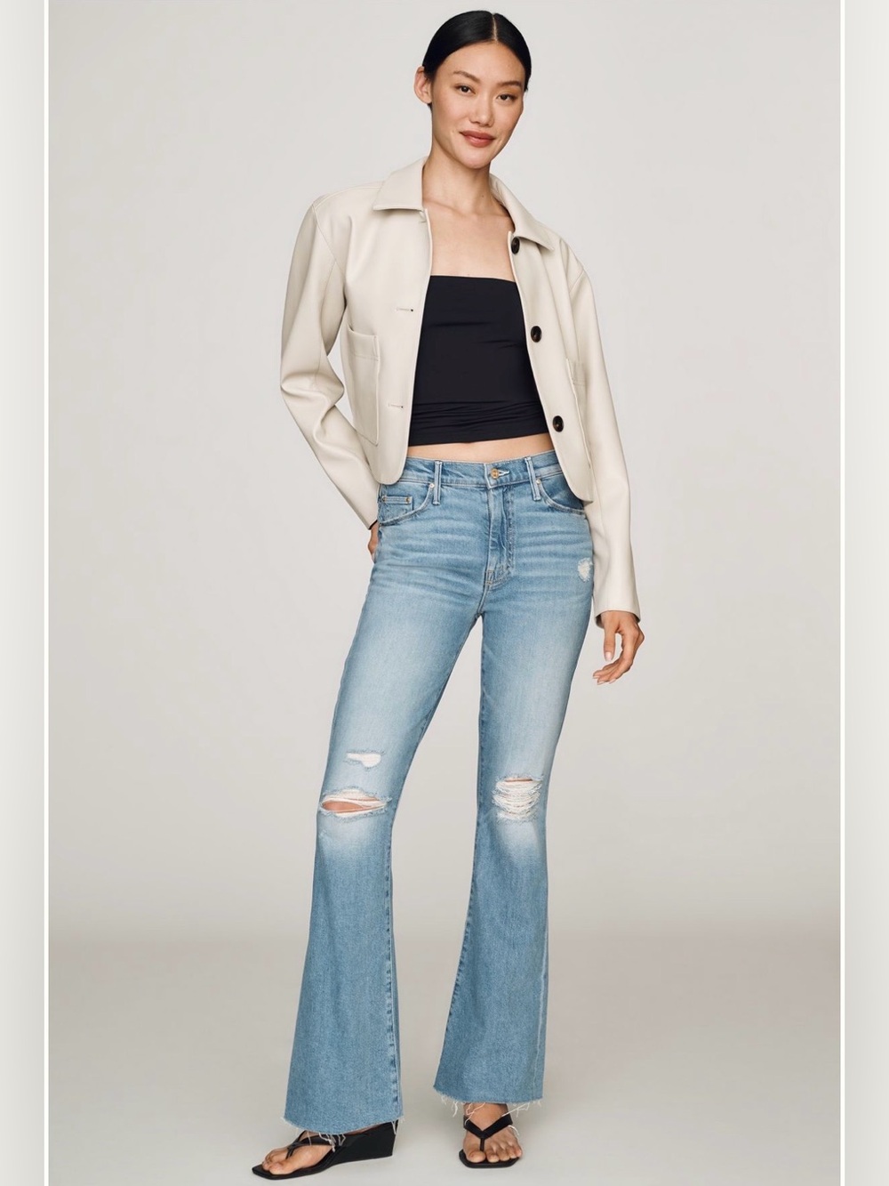 MOTHER Light Blue mid rise the Weekender Flare Jeans NWT